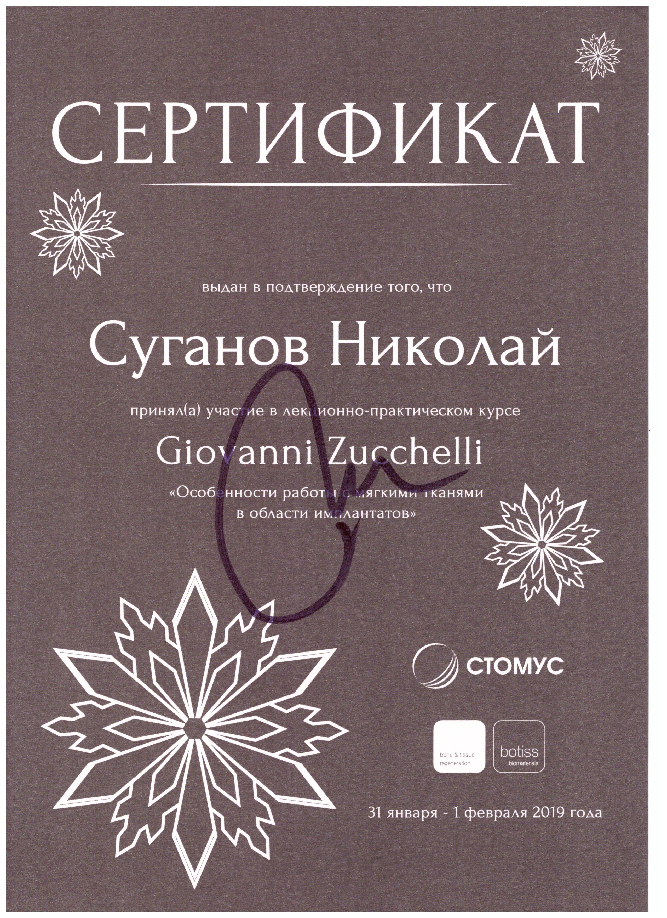 Сертификаты Суганов Николай Валерьевич