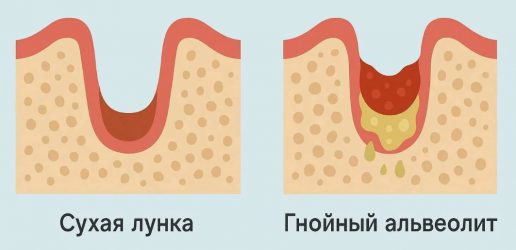 Альвеолит после удаления зуба схема